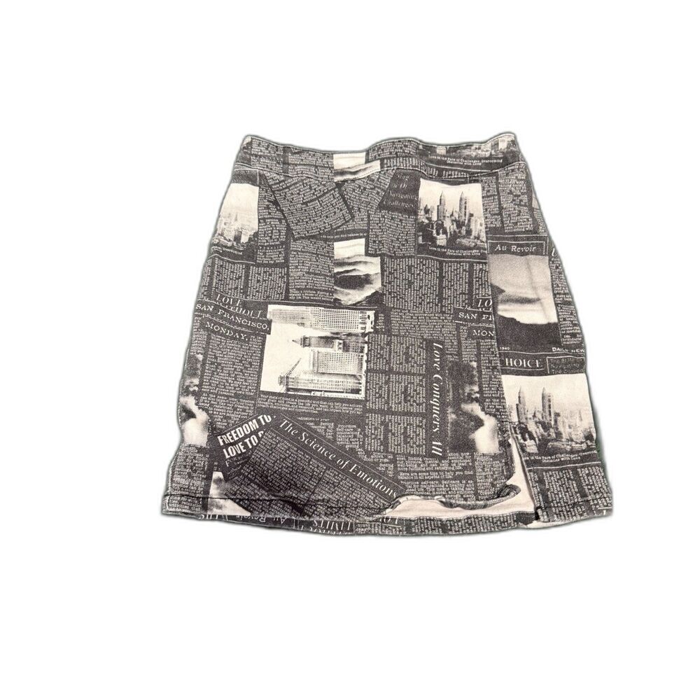 Windsor Black White Newspaper Print Mini Skirt — Graphic Print